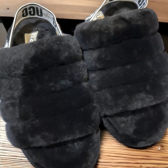 Ugg Fluff Yeah Slide, wedge slipper/sandal. Black, size 8. - Picture 2 of 7